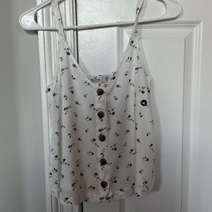 Hollister white and blue floral tank